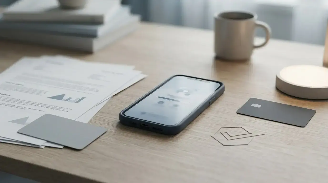 Illustration eines sicheren Konto- und Identitätsprüfungsprozesses mit Dokumenten, Smartphone und Prüfsymbolen ohne Superbet-Logo oder echte Oberfläche